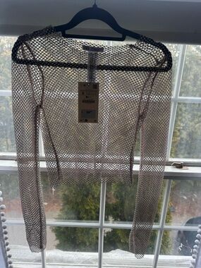 Zara Metallic Mesh Long-Sleeve Top - chain link look BNWT